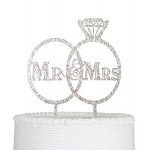 Bride and Groom Cake Topper Mr and Mrs Sign for Wedding Decorations Sign Decor Silver, 1