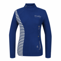 까스텔바작 여성용 골프 스트라이프 포인트 자수 사선 지퍼 티셔츠 BGAWTS704