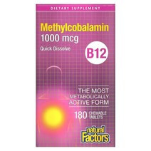 내추럴 팩터스 B12 메틸코발라민 1 000mcg 츄어블 180정, 1000mcg, 180개