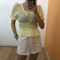 라니네 / 로맨틱 스퀘어넥 퍼프 밴딩 튜브 블라우스