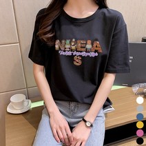 [오늘발송] 스타일아유 오버핏 면100% 반팔티 작은 동물 로고 여성용 빅사이즈 박시 반팔티셔츠 반팔 티셔츠[AYG6TS336A]