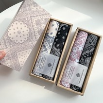 남자손수건 선물세트 1+1 2세트 반다나 페이즐리 손수건세트 아사면손수건 여성 남성 선물세트 단체 동호회 답례품