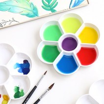 바이오로드 동양화 팔레트 꽃 접시, 화이트, 7칸 화이트+스티커증정