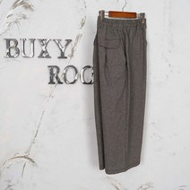 여성 고방체크 코튼 앞플랩 밴딩 와이드팬츠