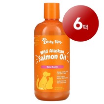 리암마켓 Zesty Paws 제스티 포우즈 강아지 고양이용 면역 건강한 피부 털 관리 보충제 천연 성분 오메가 연어 오일 473ml 1팩, 6팩