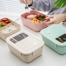 직사각 도시락 전자레인지 가열 도시락 과일통 밀폐 보관함, 이분술-핑크, 하나