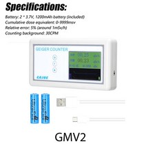 휴대용방사능측정기 라돈측정기 gmv2 휴대용 핸들 가이거 계수기 조립 핵 방사선 검출기 γ β x ray with tube radiation dosimeter, gmv2 큰 화면