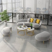 북유럽 심플 거실 사무실 대기실 패브릭 소파 테이블, 곡선형 의자(색상표)