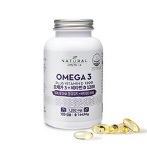 내추럴이믹스 오메가3 1100mg 비타민D 1000IU 혈행 뼈 건강 도움 120캡슐, 3개, 120정