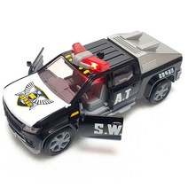 메탈레스큐 픽업트럭 경찰차 SWAT 싸이렌 도어오픈 장난감자동차 미니카 모형 완구, 블랙(SWAT)