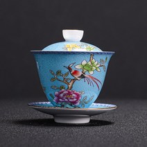 삼천리 무궁화 빈티지 도자기 찻잔, 스카이블루