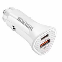 BOKICHI 38W PD QC3.0 2포트 시거잭 차량용 고속 충전기, 화이트