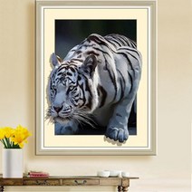 푸아이 3D 보석십자수 백수의 왕 호랑이 DIY 큐빅 비즈 키트 십자수 세트 40*50cm 거실 사무실 집들이 개업선물(사이즈 4종)+행운십자수(30x30)PRW269, 55x70cm