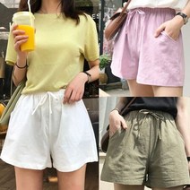 8컬러 데일리 린넨 밴딩 와이드 마반바지 여성 반바지