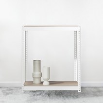 조립식선반 수납 앵글선반 2단 500 x 400 x 1200, 화이트, 9mm 양면코팅 보드