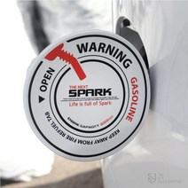 JS automotive 더넥스트스파크 초보 운전 차량 주유구 커버 스티커 가솔린 표시 데칼 포인트 혼유 방지 자동차 네임 튜닝 흠집 방지 부착 꾸미기 전용 용품, 화이트