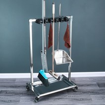 이동식 대걸레보관함 밀대 빗자루 거치대 청소도구 행거, 벽걸이 3거치 4후크, 5개
