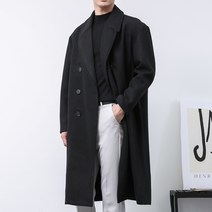 [오버나인] 남자 블렌드 더블 여밈 모직 롱코트