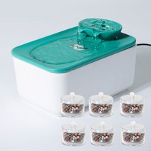 애견 자동 여과 정수기 강아지 물그릇 먹이기 고양이 물먹이기 용품, 큰 연꽃 연못 마노 그린 6 필터, 장군