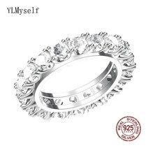 심플 반지 심플 진짜 925 스털링 실버 멋진 전체 234mm 반짝이 지르코니아 약혼