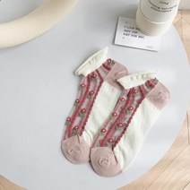 발가락 교정 양말 봄 여름 여성 달콤한 작은 꽃 곰 레이디 보트 일본 하라주쿠 얕은 입 투명 얇은, 5