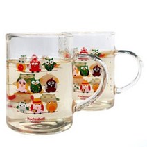 시둥마켓 +[시둥마켓]+_ 카페컵 커피머그컵 손잡이잔 유리머그잔 플라워머그컵 주스잔, 레벤호크 부엉이 머그잔 2개 커피 물컵 녹차 찻잔