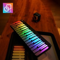 PopuPiano 스마트 포터블 미디 컨트롤러 키보드 피아노 개러지 밴드, GlowingBlack