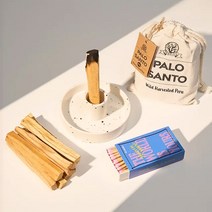 헤븐센스 스머지스틱 팔로산토 세트, 100g+하이 세라믹 홀더, 블루 성냥