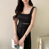 여자 스포티 편한 레이어드 브라탑 골지 민소매 나시