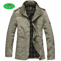 SHENGBO봄가을 남자 스탠카라 캐주얼 재킷 중장년 야상 루즈핏 재킷