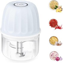 Arglife Electric Mini Garlic Chopper 휴대용 무선 미니 푸드 프로세서 양파 칠리 야채 고기 이유식녹색용 분리 뚜껑이 있는 USB 충전식 250ml, 하얀