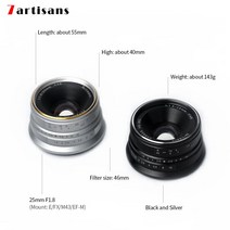 캠코더렌즈 카메라렌즈 7artisans 25mm F1.8 프라임 렌즈 소니 E 마운트/후지 필름/캐논 EOS-M Mout 마이크, 02 silver_03 후지 xf