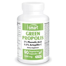 Supersmart - Green Propolis 1회 제공량당 1200mg - 표준화 총 페놀산 및 0.5% 아르테필린 C - 면역 시스템 부스터 보충제 | GMO 프리 및 글