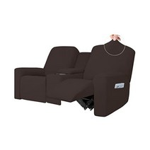 이지고잉 1피스 스트레치 리클라이닝 러브시트(Middle Console Slip cover) 2인승 러브시트 리클라이너 커버(홀더 및 보관 포함) 리클라이너 소파 커버 가구, Chocolate