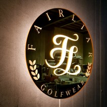 [209팩토리]골드미러간판 Size33x33cm led후광 인테리어소품조명 원형사인 디자인간판제작 066, 01.33cm x 33cm, 02.전구색(제품적용)