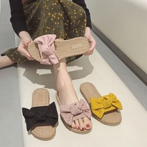 와이제이 국내 당일 발송 보들왕리본 왕리본슬리퍼 왕골 라탄 슬리퍼 실내화 리본슬리퍼 벨벳슬리퍼 3컬러 YJ0116