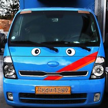 JS automotive 화물차 눈알 대형 스티커 트렁크 전면 후면 데코, 동그란눈_중형_흰테두리