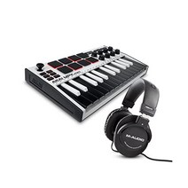 Akai MPK Mini MK3 MIDI 키보드 컨트롤러 + M-Audio SP2 서스테인 페달 MPC Beats 소프트웨어 제품 포함 Beat Maker 번들(블랙), with Studio Headphones, White