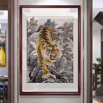 아트미니 맹호하산 맹호도 호랑이 백두산 한국 소나무 정자 대형 보석십자수, A2434, 150x240cm