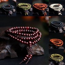 차량용염주 108염주 불교묵주 기도 구슬 팔찌 tibetan buddhist rosary charm mala 명상 목걸이 요가 럭키 wenge 나무 팔찌 여성 남성, 없음