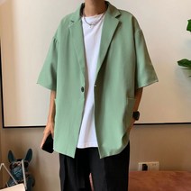 단색 셔츠 남성용 반팔 느슨한 홍콩 스타일 일본 여름 얇은 재킷 유행 잘 생긴 5 점 소매 셔츠의 한국어 버전