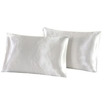 퓨어 에멀션 실크 새틴 베개 커버 편안한 침대용 싱글 2 피스, 02 51x66cm, [07] WHITE