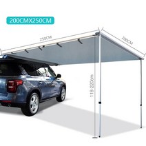 콜로라도하드탑 차위 텐트 차지붕grntamn car tent 2x1.5 2x2 2x2.5m 2.5x2m tello 4wd car roof tent awning roof up, 200x250x200cm