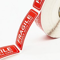 취급주의 파손주의 FRAGILE HANDLE WITH CARE 택배 포장 적색 라벨 테이프 스티커 1000매