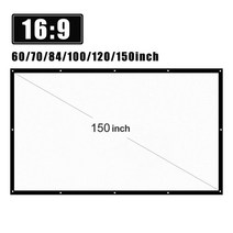 H150 인치 16:9 휴대용 프로젝터 스크린 HD 접이식 흰색 벽걸이 홈 시어터 바 여행용, 02 120 인치