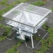 쁘띠엉클 감성캠핑 바베큐그릴 불멍 화로대 튼튼한 접이식 화로대 스테인리스그릴, 천연야자숯 1.2kg