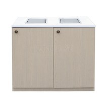 리빙플랜 목재 사각뱅뱅이B 분리수거함 2분류 50L내통포함 H4-10