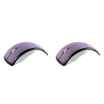 캐드마우스 무소음 Arc 2.4G 무선 접이식 마우스 USB 수신기 게임 컴퓨터 노트북 액세서리, 03 2PCS Purple, 한개옵션1