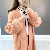박시 아우터 니트가디건 초 가을 린넨 플라워코트 와이드 루즈핏 키치한 여성 하프기장 버블 소매 스웨터 2643148184