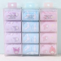 헤어롤 산리오 마이멜로디 쿠로미 시나모롤 구르프 헤어 스타일 롤업 웨이브 캐릭터, 3.마이멜로디 헤어롤 4P 세트